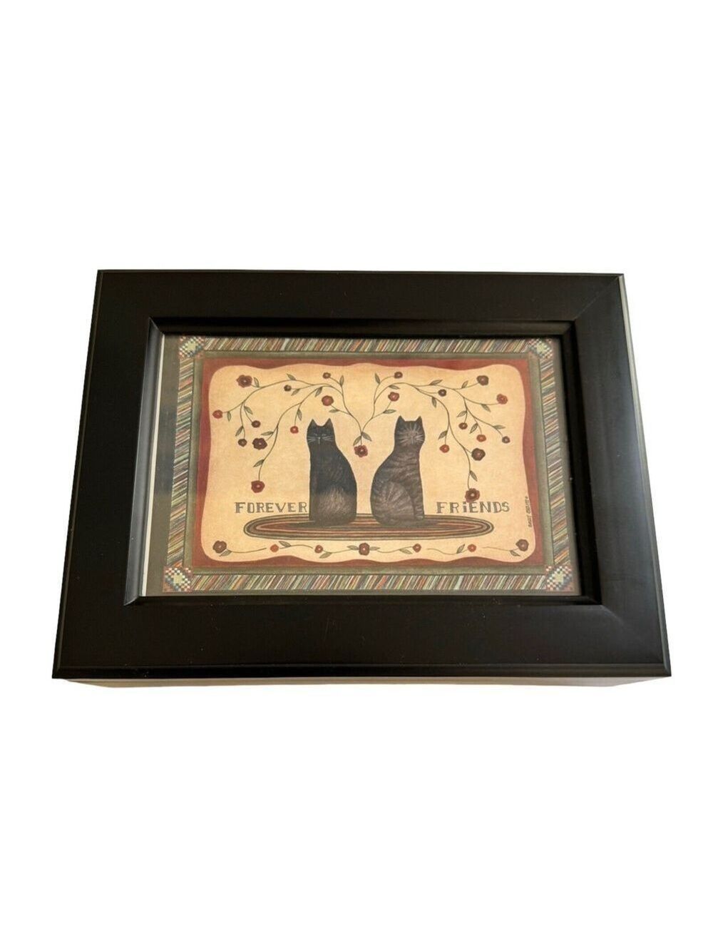 Vintage Sankyo Wooden Musical Jewelry Box with Picture Frame on Lid Velvet Lined